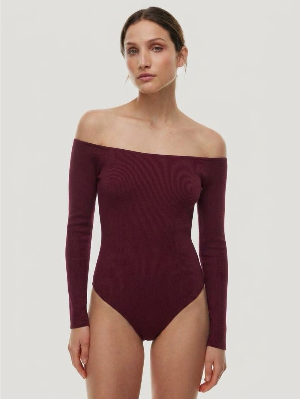 Babaton Contour Ribbed Off Shoulder Long Sleeve Bodysuit 2XL